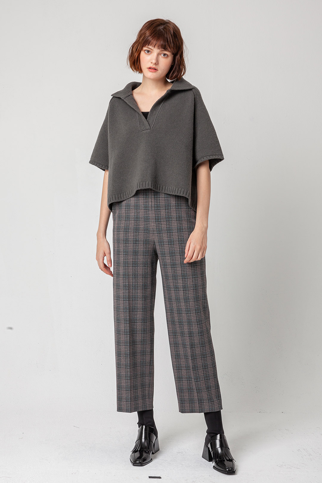 High waist belted pants_check