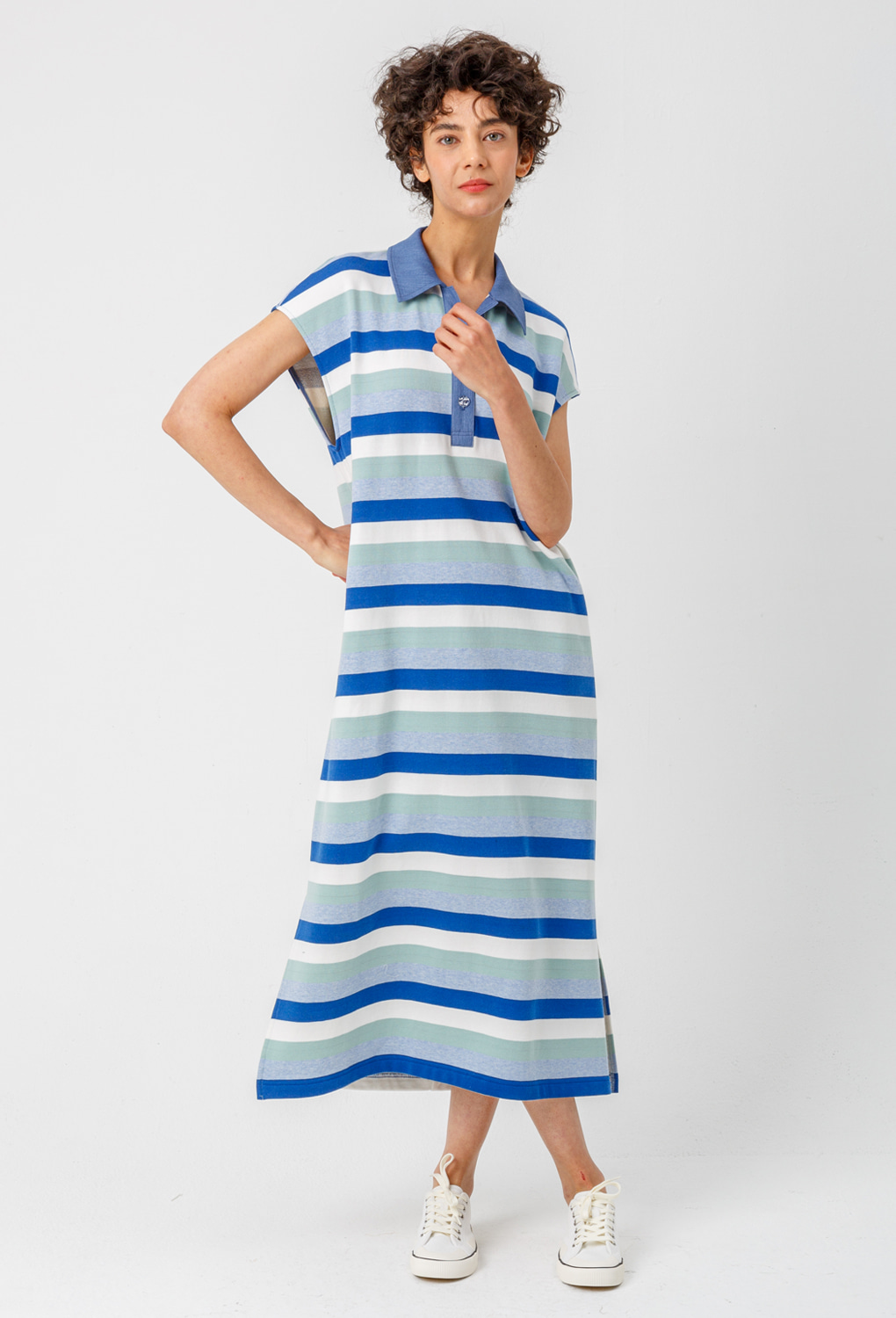 Stripe long dress_Blue
